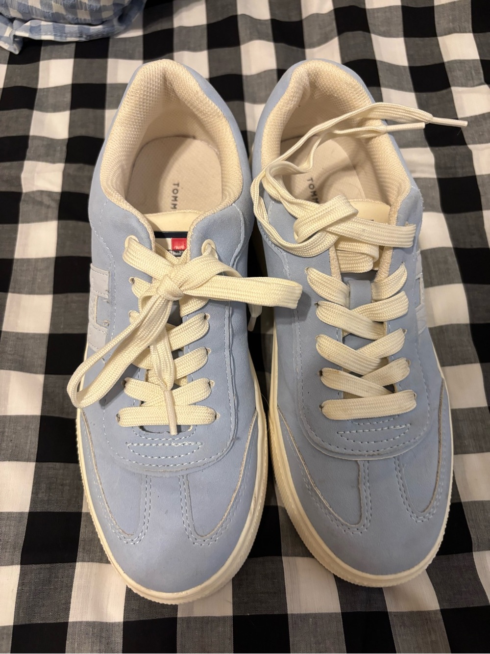 Tommy Hilfiger Women’s Light Blue Suede Lace-Up Sneakers